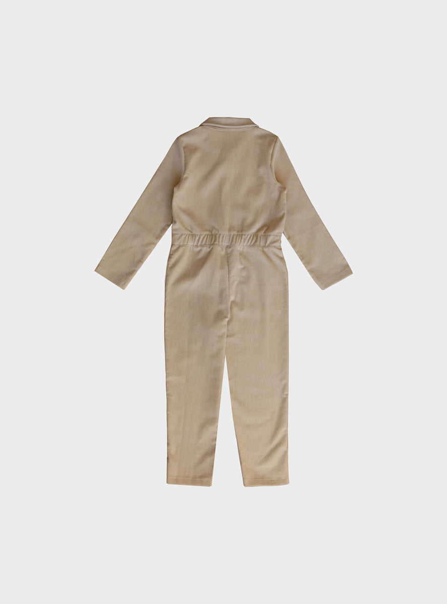 Corduroy Jumpsuit with Badge