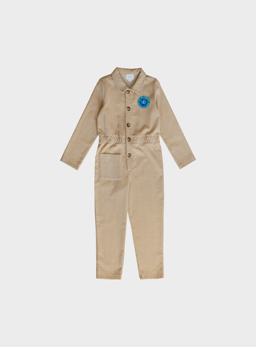 Corduroy Jumpsuit with Badge